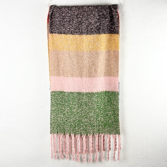 SHIRALEAH |🧣Earthy Tones Striped Color Block Super Soft Fringe Wnds Scarf Wrap - Picture 7 of 8